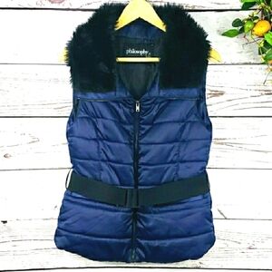 PHILOSOPHY JR. STUDIO Faux Fur Puffer Vest Size M